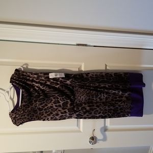 NWT size 6 Jones New York animal print. Dress purple accents gray tone priny